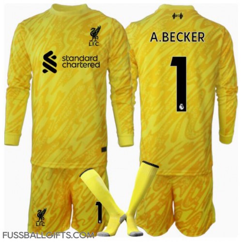 Liverpool Alisson Becker #1 Torwart Fußballbekleidung 3rd trikot Kinder 2024-25 Langarm (+ kurze hosen)